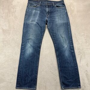 Levi's 504 Jeans Men 34x32 Blue Regular Straight Fit Medium Wash Denim Whiskered